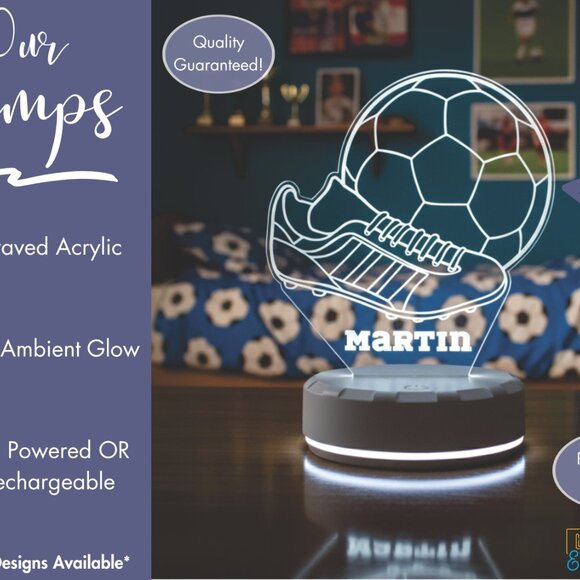 Soccer Player Night Light – Personalized LED Sports Room Decor - Picture 3 of 8